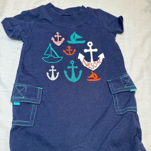 NB 0-3 Months Carters blue -navy, nautical sailor  onesie + vintage Carters set, - Picture 7 of 8